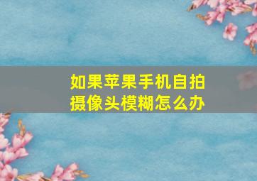 如果苹果手机自拍摄像头模糊怎么办