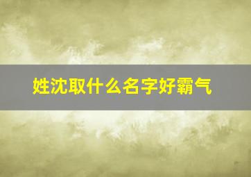 姓沈取什么名字好霸气