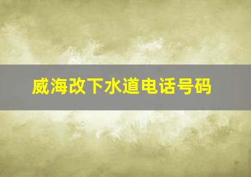 威海改下水道电话号码