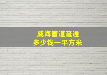 威海管道疏通多少钱一平方米