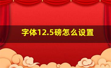 字体12.5磅怎么设置