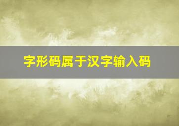 字形码属于汉字输入码