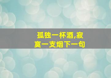 孤独一杯酒,寂寞一支烟下一句