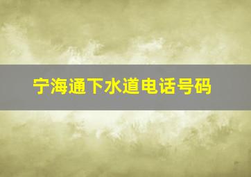 宁海通下水道电话号码