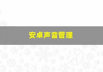 安卓声音管理