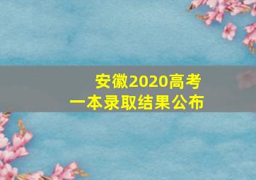 安徽2020高考一本录取结果公布