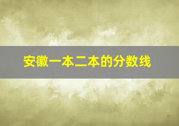 安徽一本二本的分数线