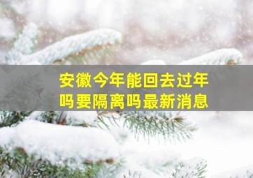 安徽今年能回去过年吗要隔离吗最新消息