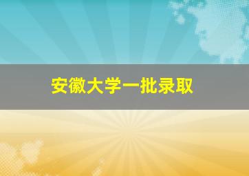 安徽大学一批录取