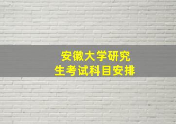 安徽大学研究生考试科目安排