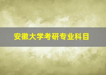 安徽大学考研专业科目