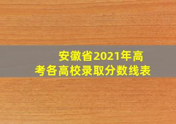 安徽省2021年高考各高校录取分数线表