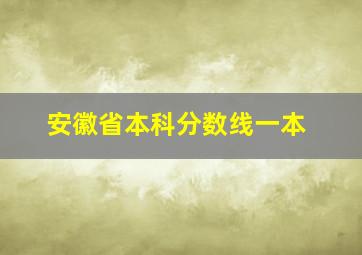 安徽省本科分数线一本