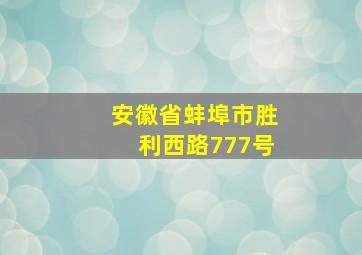 安徽省蚌埠市胜利西路777号