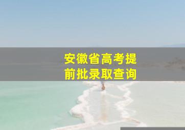 安徽省高考提前批录取查询