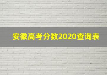 安徽高考分数2020查询表