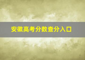 安徽高考分数查分入口