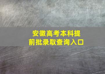 安徽高考本科提前批录取查询入口