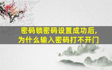 密码锁密码设置成功后,为什么输入密码打不开门