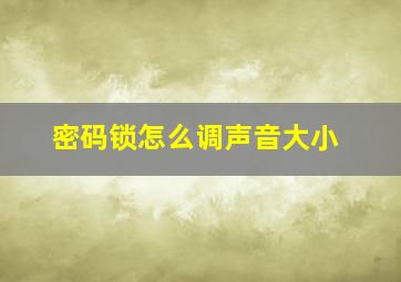 密码锁怎么调声音大小