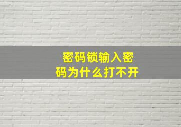 密码锁输入密码为什么打不开