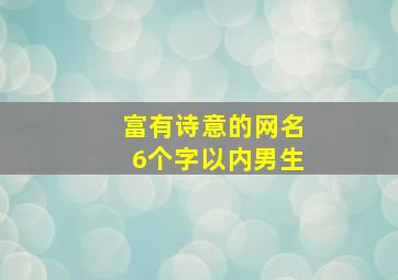 富有诗意的网名6个字以内男生