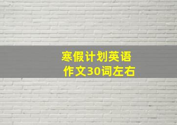 寒假计划英语作文30词左右