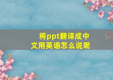 将ppt翻译成中文用英语怎么说呢