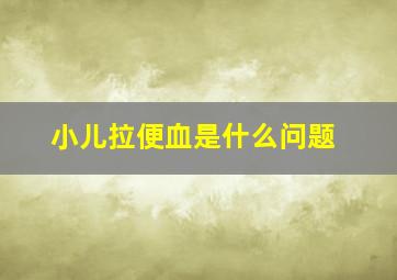 小儿拉便血是什么问题