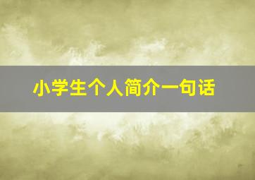 小学生个人简介一句话