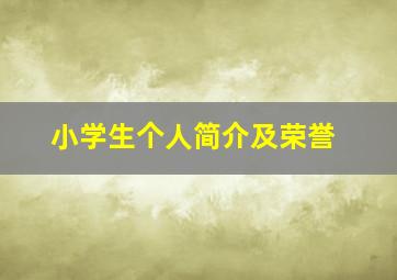 小学生个人简介及荣誉