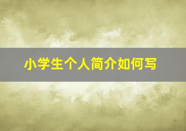 小学生个人简介如何写