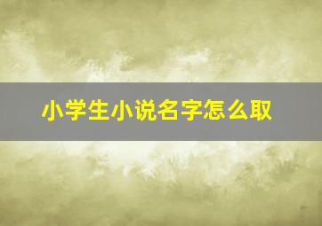 小学生小说名字怎么取