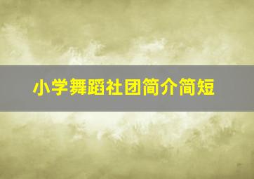 小学舞蹈社团简介简短