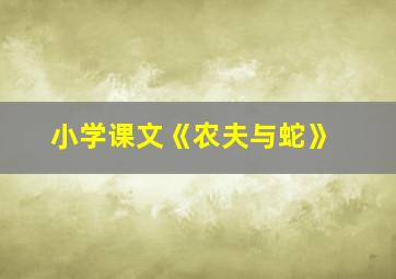 小学课文《农夫与蛇》