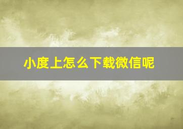 小度上怎么下载微信呢