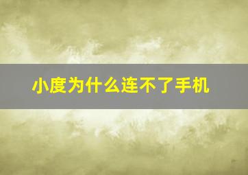 小度为什么连不了手机