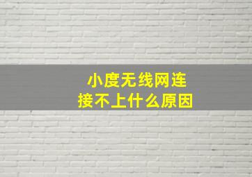 小度无线网连接不上什么原因