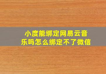 小度能绑定网易云音乐吗怎么绑定不了微信