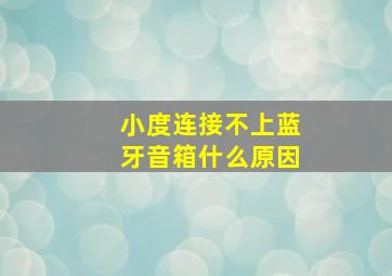 小度连接不上蓝牙音箱什么原因