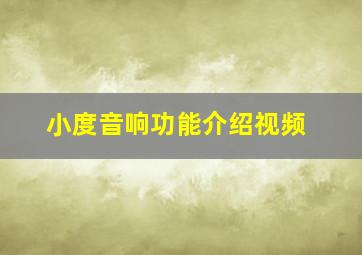 小度音响功能介绍视频