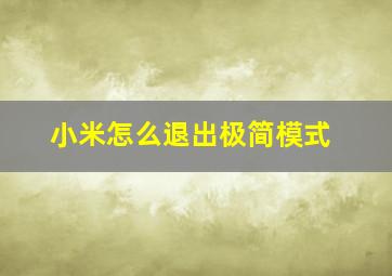 小米怎么退出极简模式