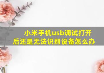 小米手机usb调试打开后还是无法识别设备怎么办