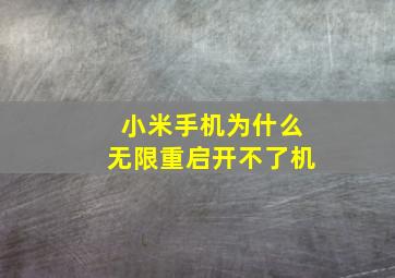 小米手机为什么无限重启开不了机