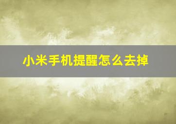 小米手机提醒怎么去掉