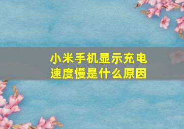 小米手机显示充电速度慢是什么原因