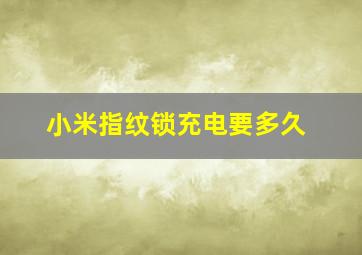 小米指纹锁充电要多久