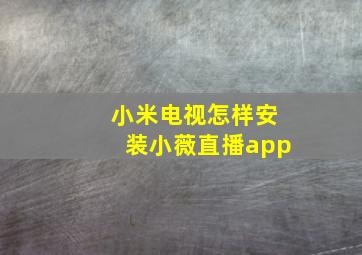 小米电视怎样安装小薇直播app