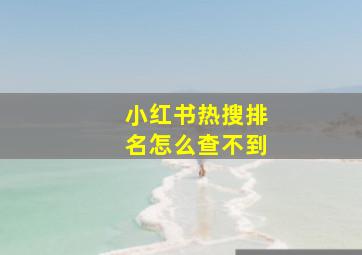 小红书热搜排名怎么查不到