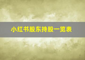 小红书股东持股一览表